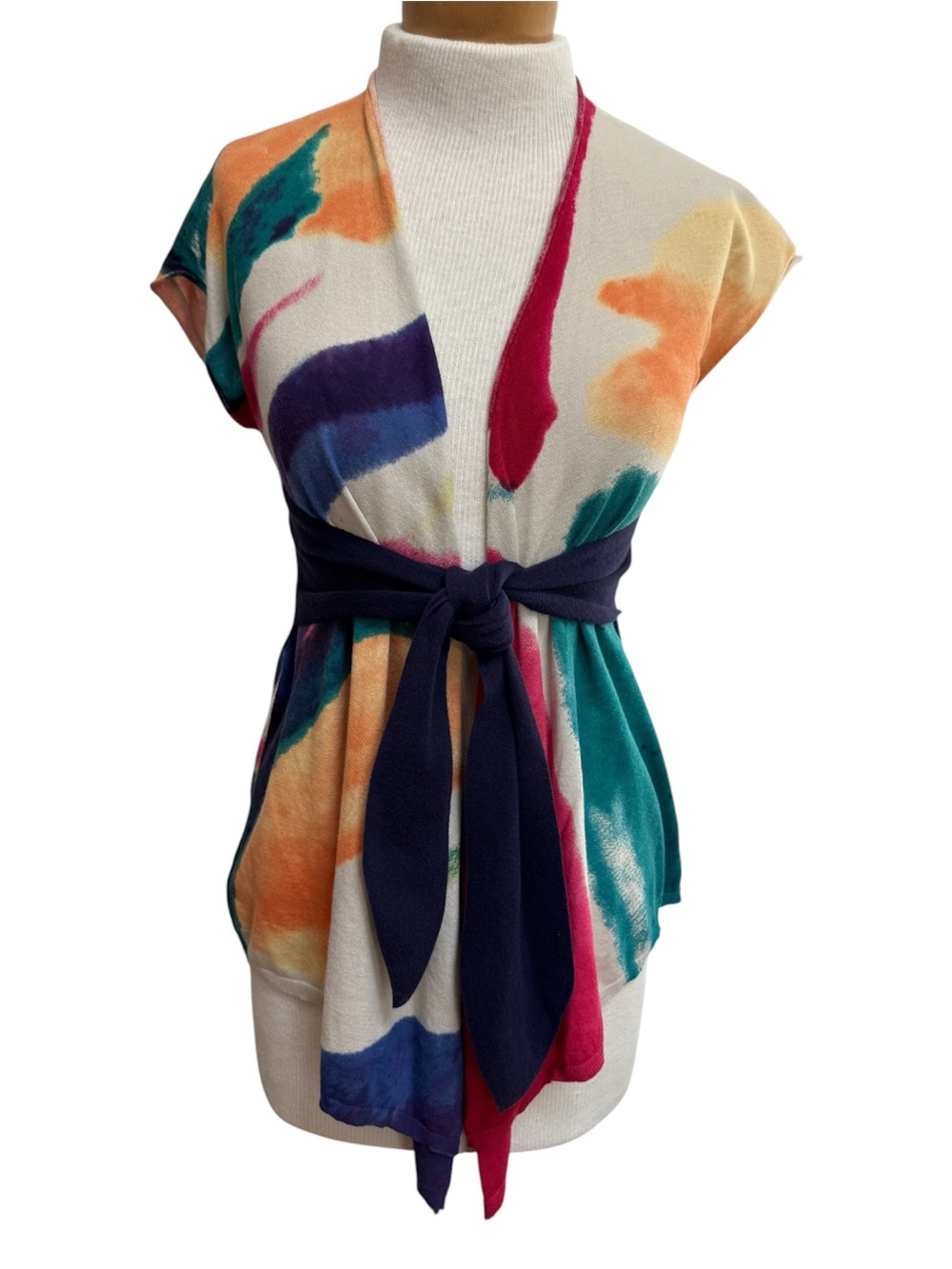 Moth Anthropologie Colorful Wrap Tie Cardigan Sweater Women Small Artsy Quirky